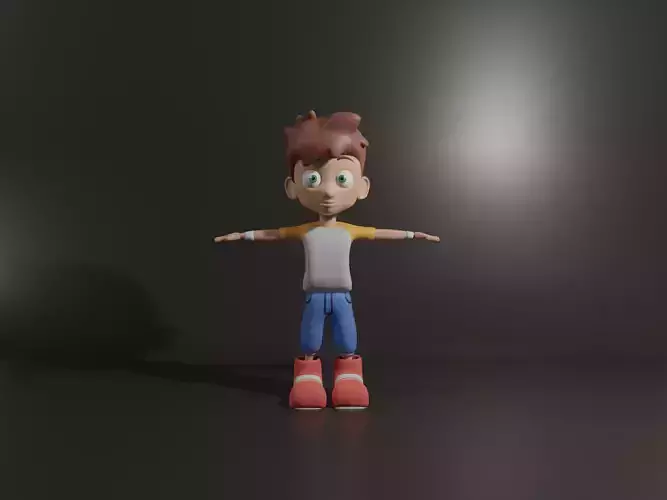 Stylized Rigged Cartoon Boy Character with Animations 