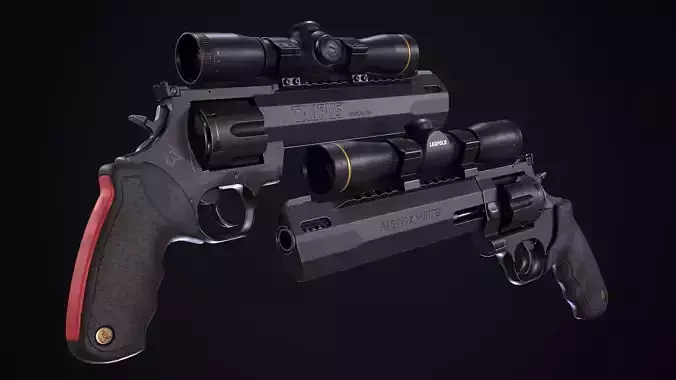 Taurus Raging Hunter 44 Magnum Black Low-poly 3D model