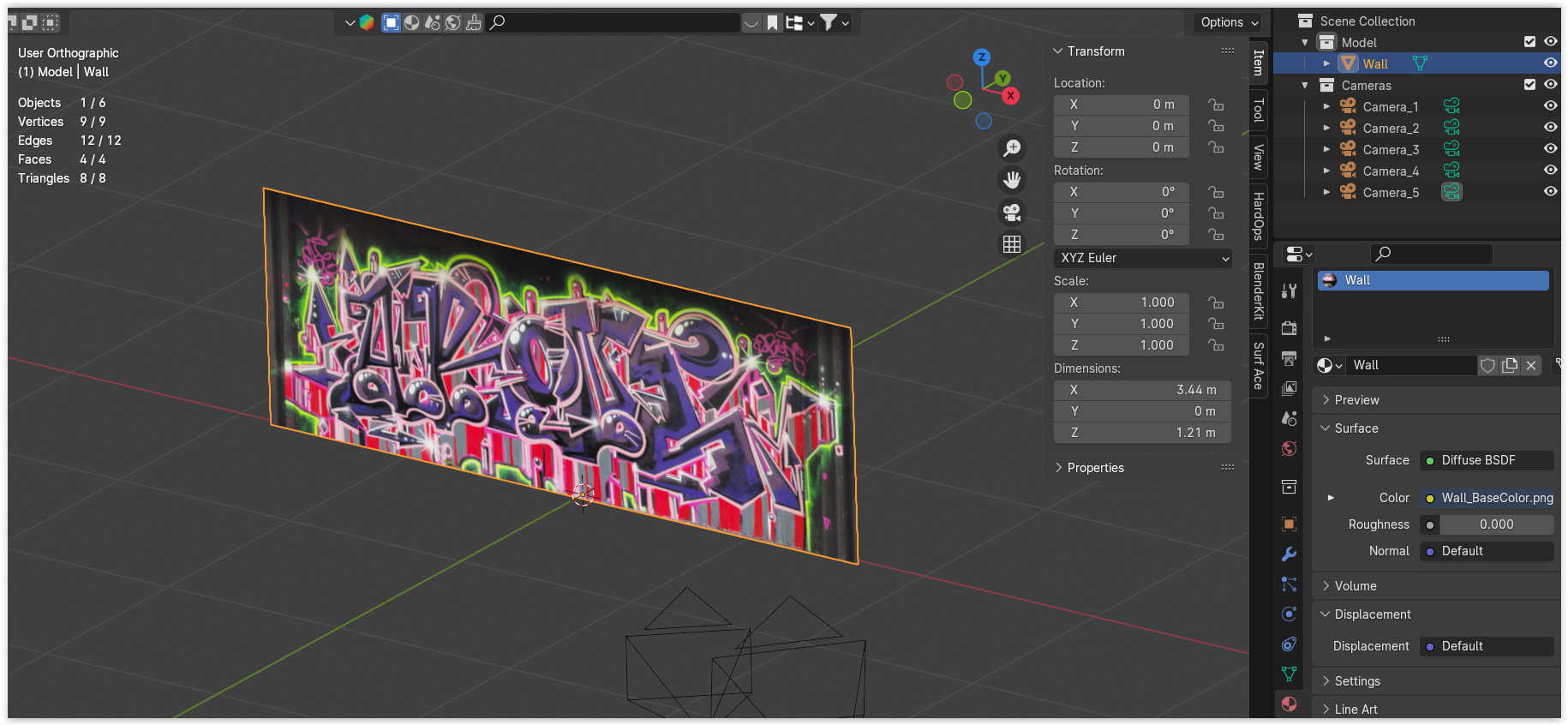 Graffiti wall XVIII 3D model_7