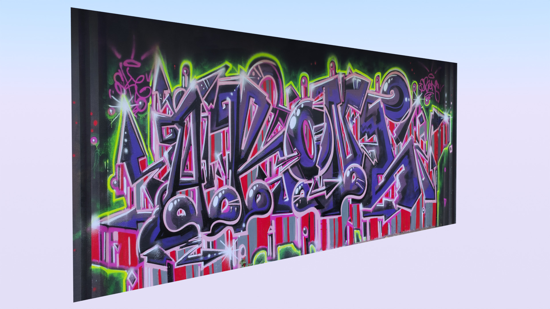 Graffiti wall XVIII 3D model_1
