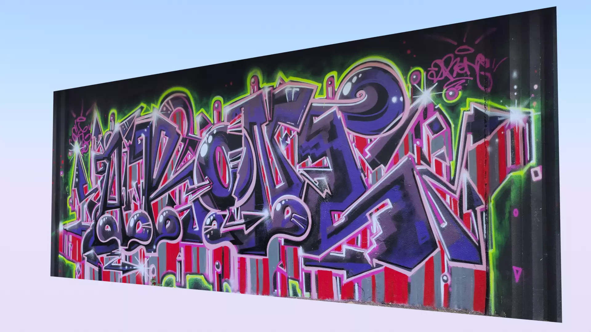 Graffiti wall XVIII 3D model_0