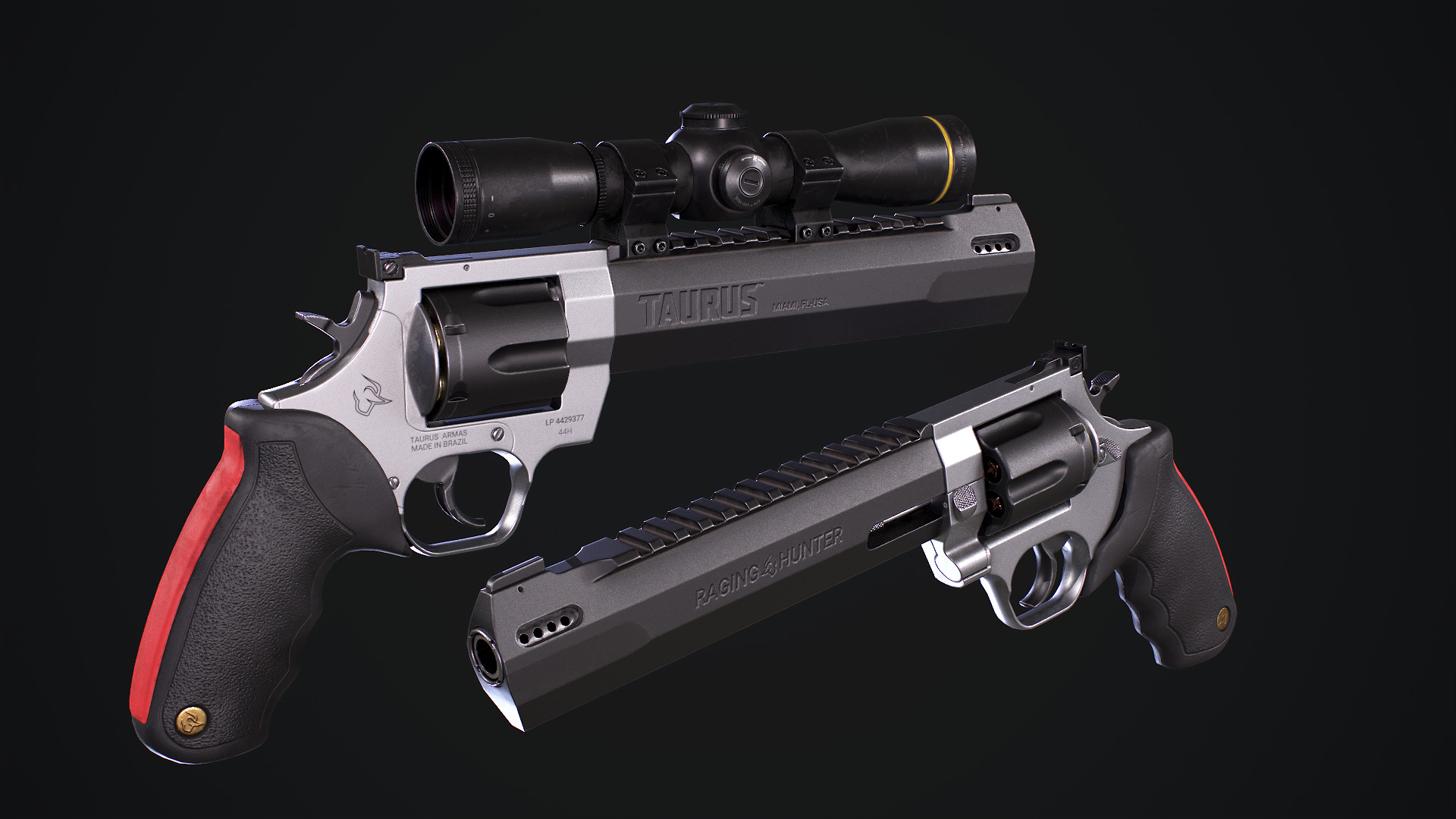 Taurus Raging Hunter 44 Magnum Low-poly 3D model_9