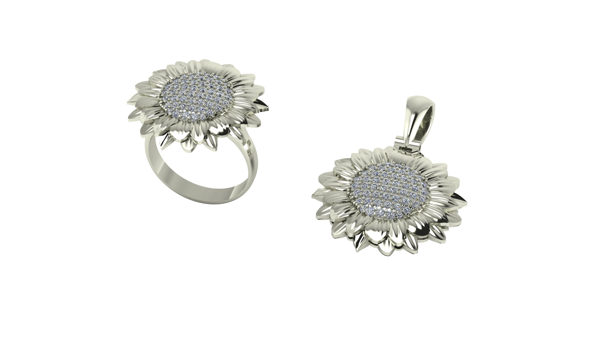 Ring and pendant set 3D print model_2