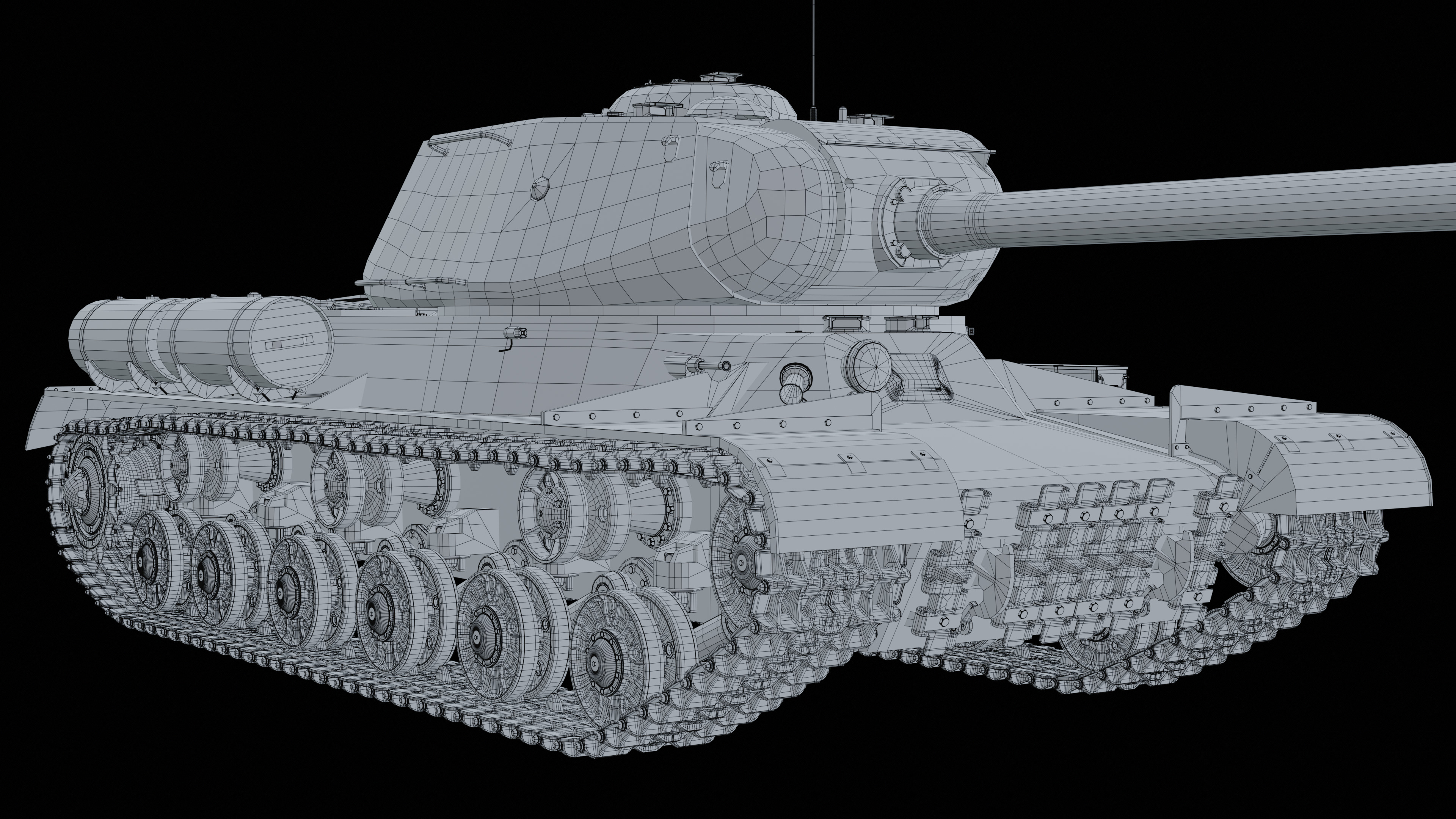 IS-2 Tank Base Mesh 3D model_3