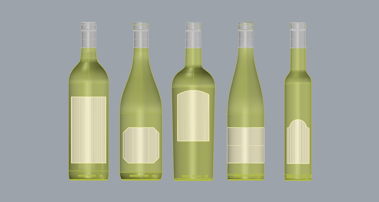 Glass Wine Bottle Set - 3D Asset for Designers - 3D model_8