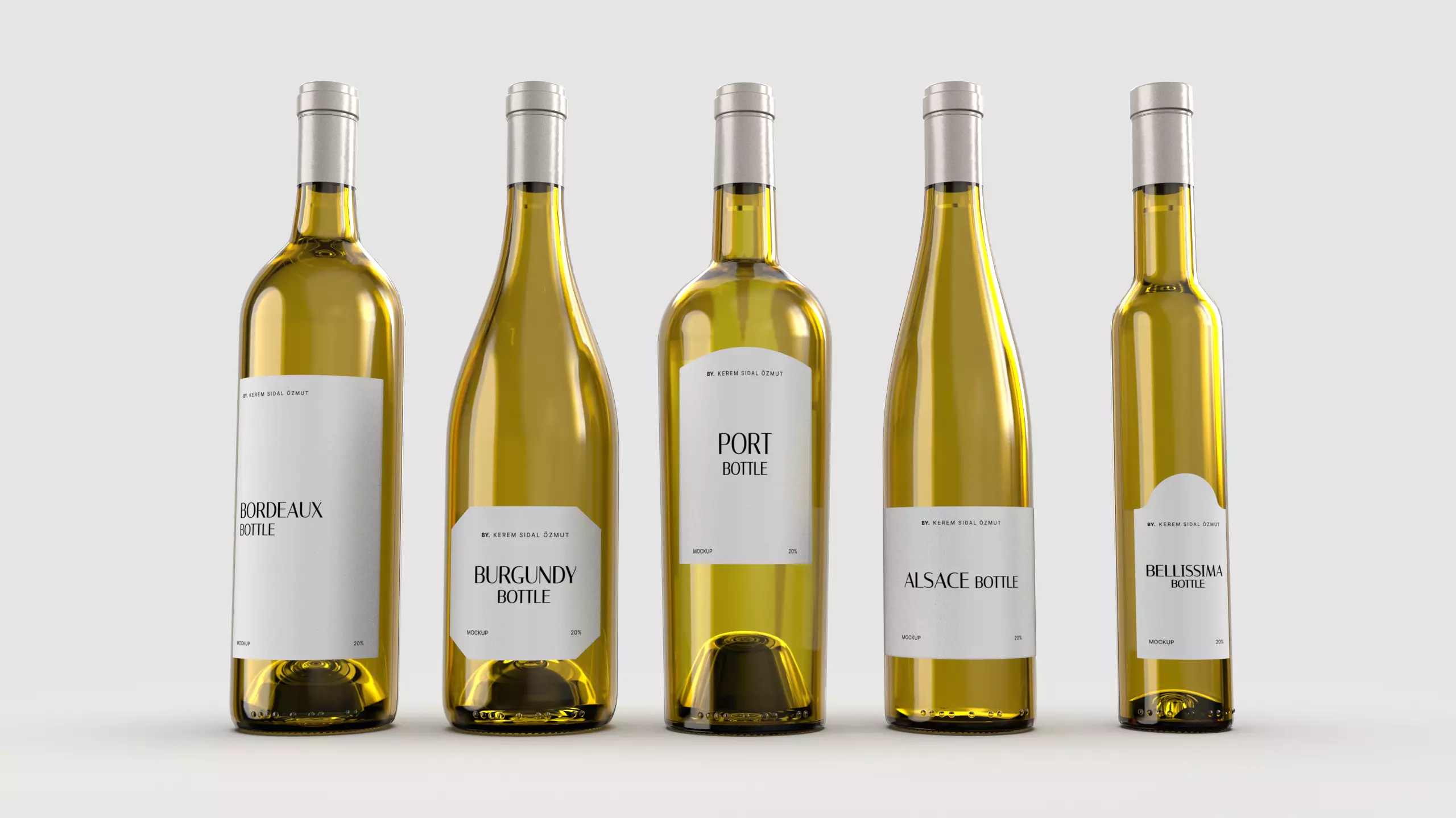 Glass Wine Bottle Set - 3D Asset for Designers - 3D model_0