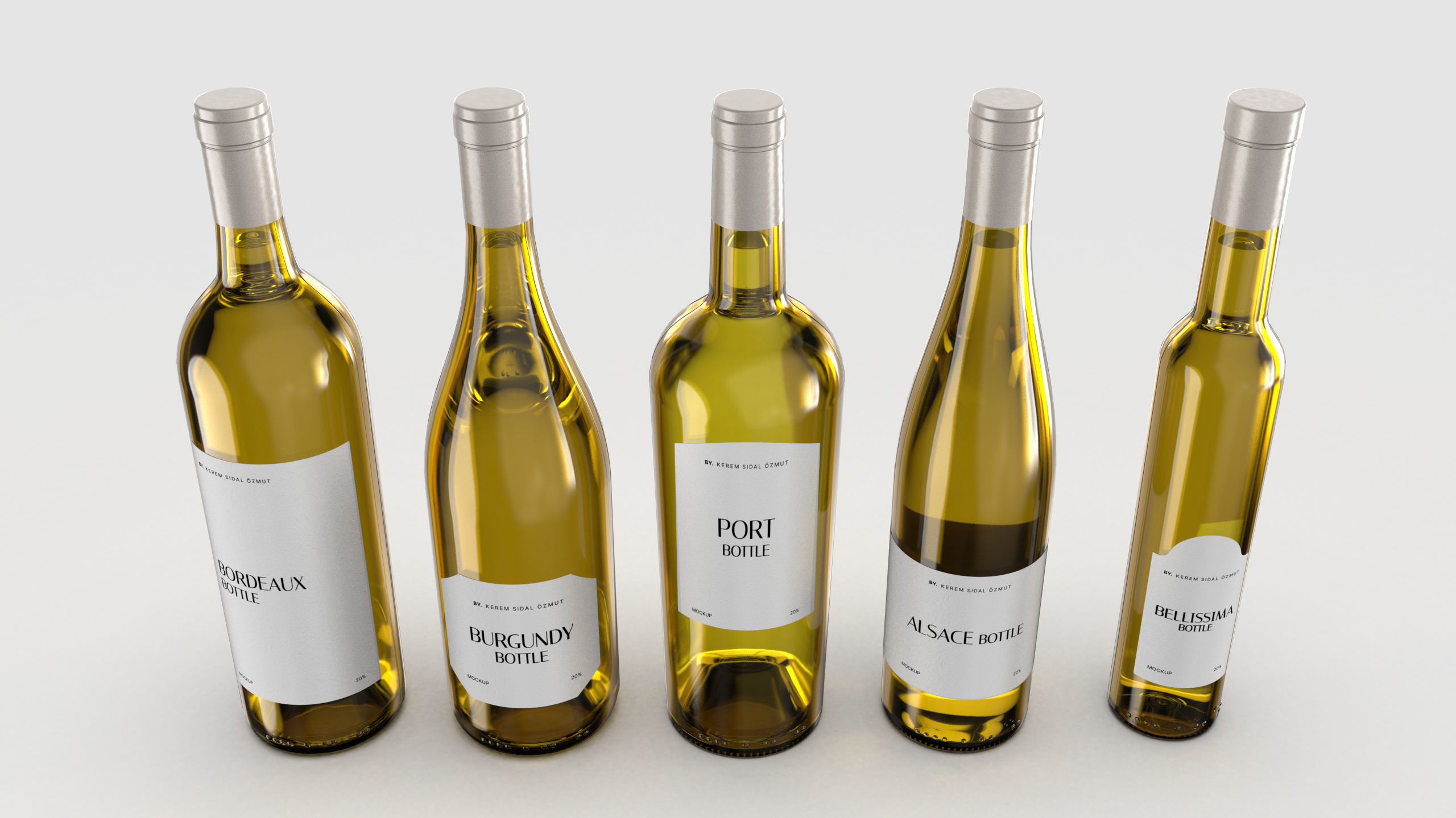 Glass Wine Bottle Set - 3D Asset for Designers - 3D model_1