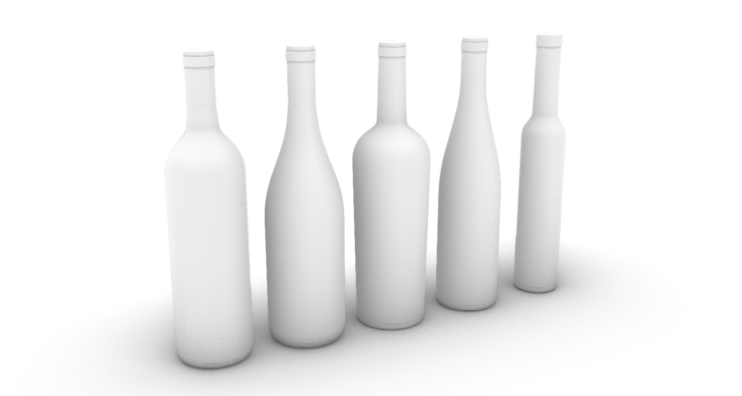 Glass Wine Bottle Set - 3D Asset for Designers - 3D model_13