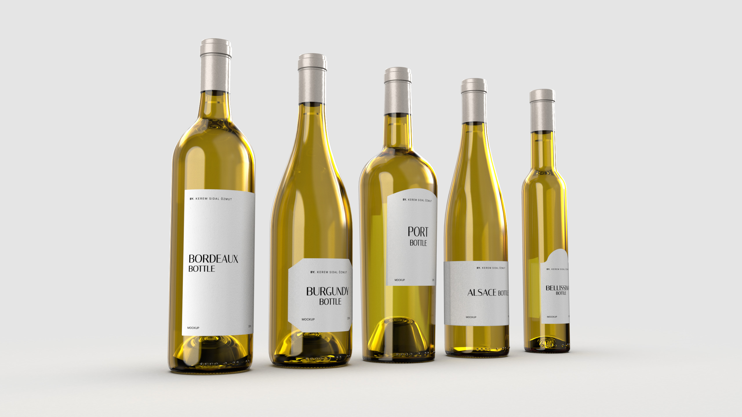 Glass Wine Bottle Set - 3D Asset for Designers - 3D model_2