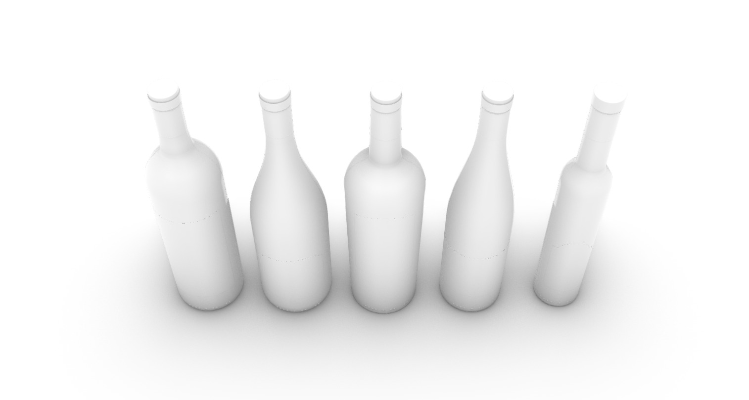 Glass Wine Bottle Set - 3D Asset for Designers - 3D model_12