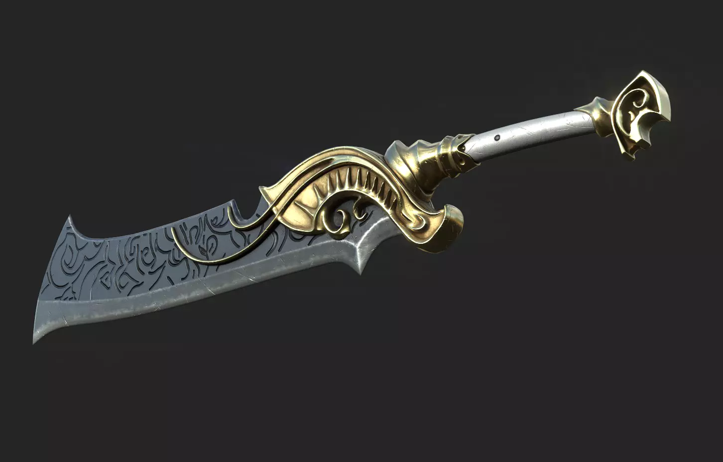 Fantasy Sword Low-poly 3D model_0