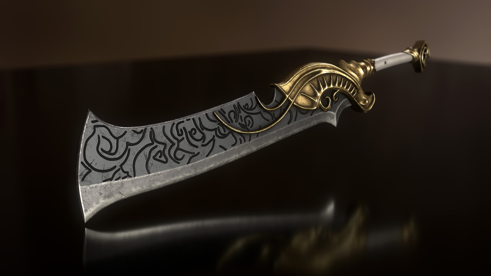 Fantasy Sword Low-poly 3D model_7