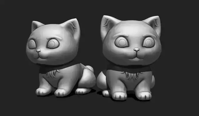 Cartoon Cat STL - Cute Sitting Cat 3D for Printing