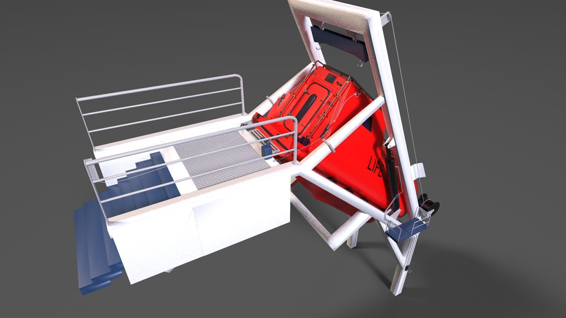 Lifeboat with Full Frame Complete Exterior and Interior Low-poly 3D model_1