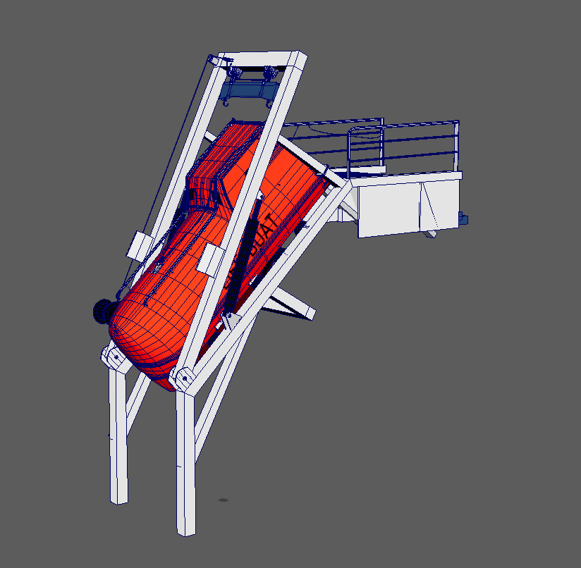 Lifeboat with Full Frame Complete Exterior and Interior Low-poly 3D model_3