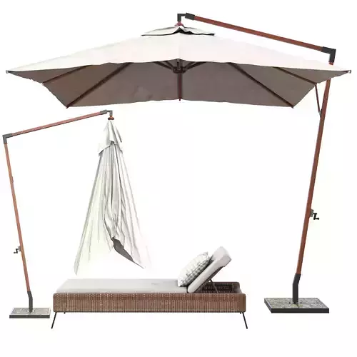 ethimo parasol and tulum chaise 3D model