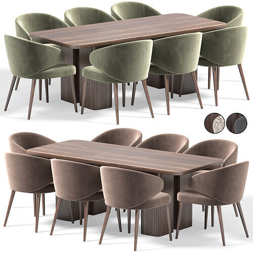Antar chair and Signatures Latti Rectangular Dining Table 3D model