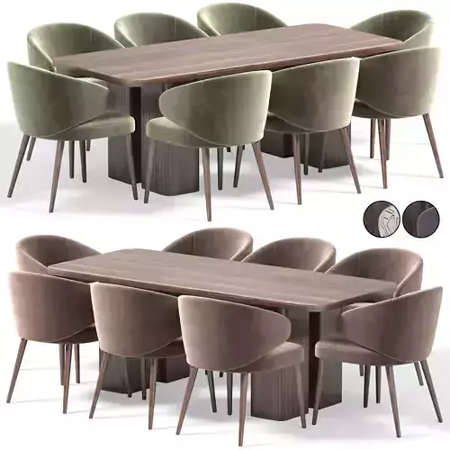 Antar chair and Signatures Latti Rectangular Dining Table 3D model