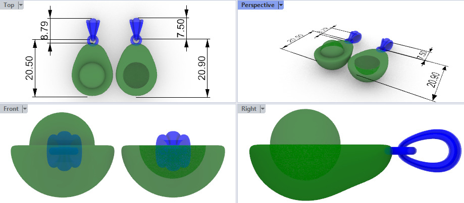 Avacado Pendant Necklace Charm Bracelet Jewelry 3D print model_21