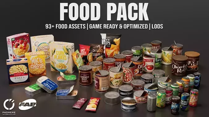 Food Pack - 93 Plus Game Ready Assets with 4K PBR and LODs