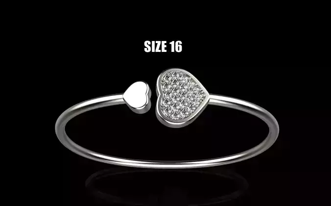 Heart bracelet size 16 3D print model