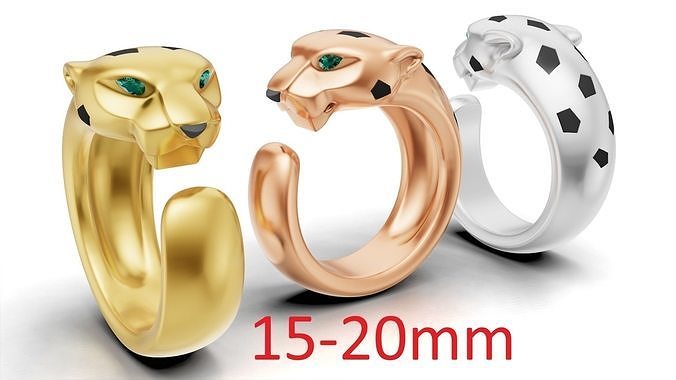 Cartier Panther Ring Classic Model Onyx Enamel Original Sizes 3D print model