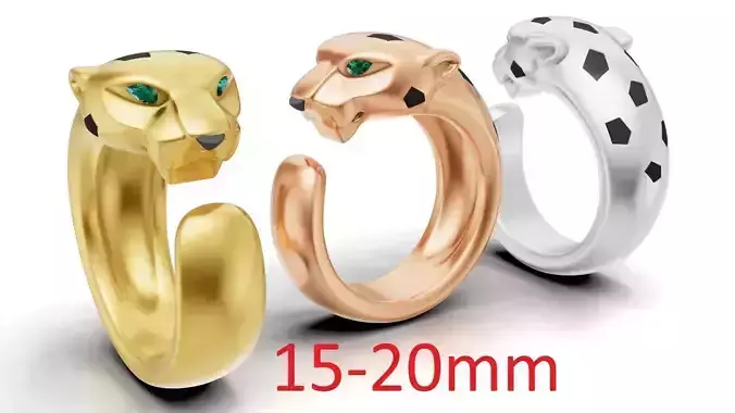 Panther Ring Medium Model Onyx Enamel 3D print model