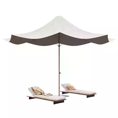 sunbed and parasol 3D model