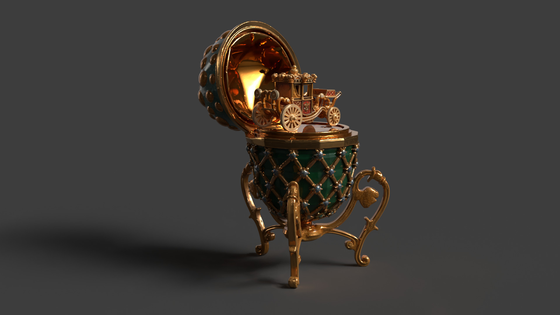 Faberge egg with carriage  Low-poly 3D model_5