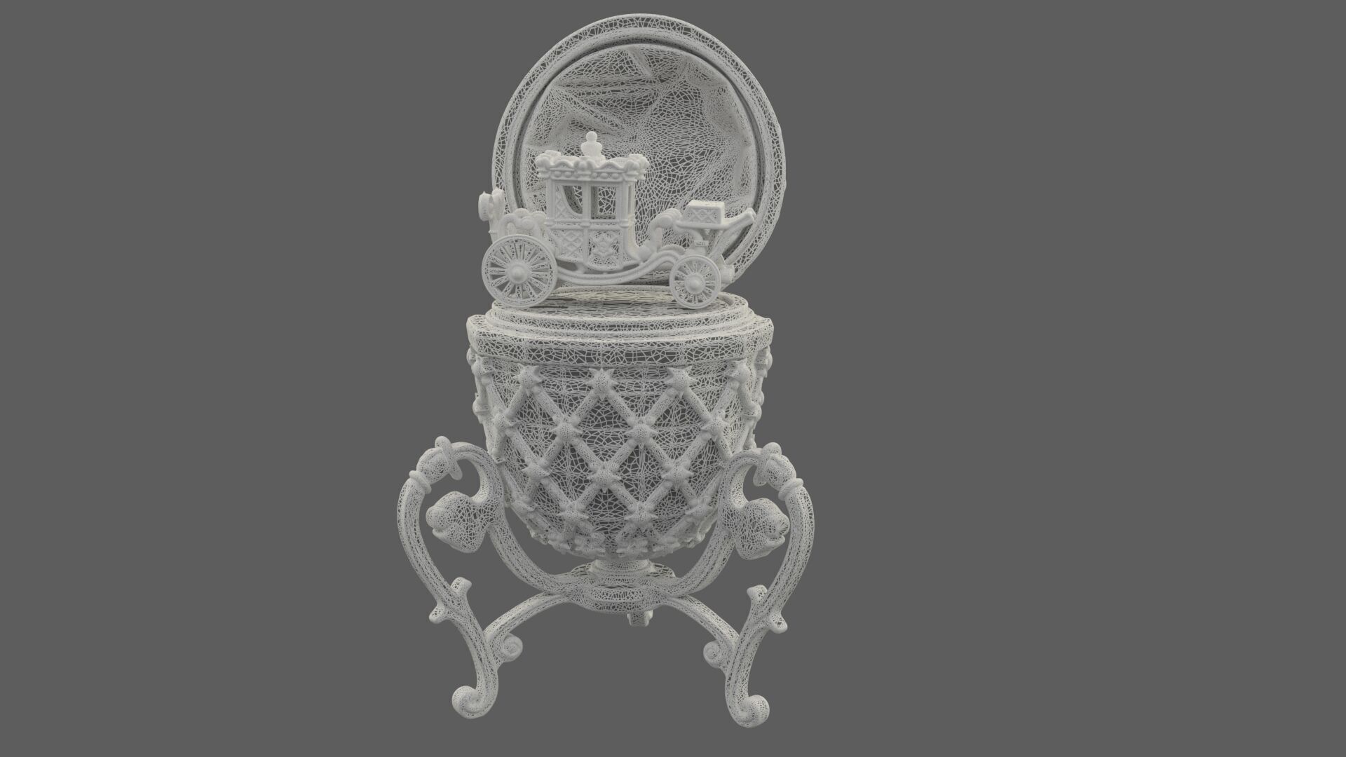 Faberge egg with carriage  Low-poly 3D model_7