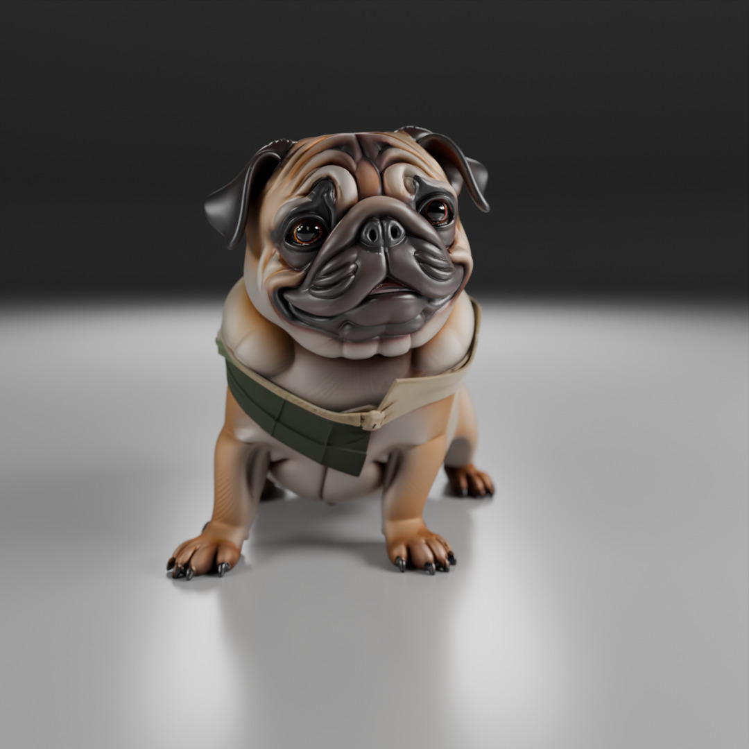 Pug dog 3D print model_10