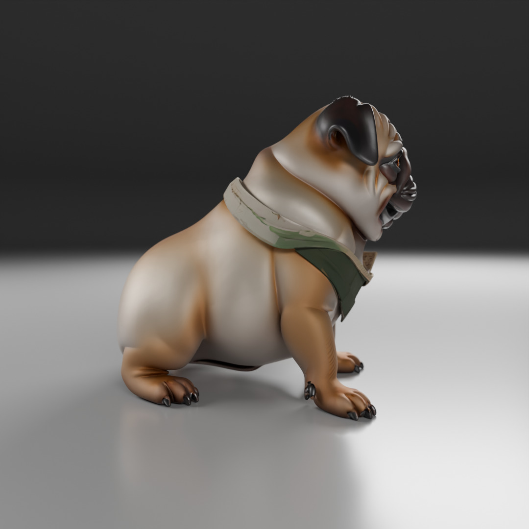 Pug dog 3D print model_18