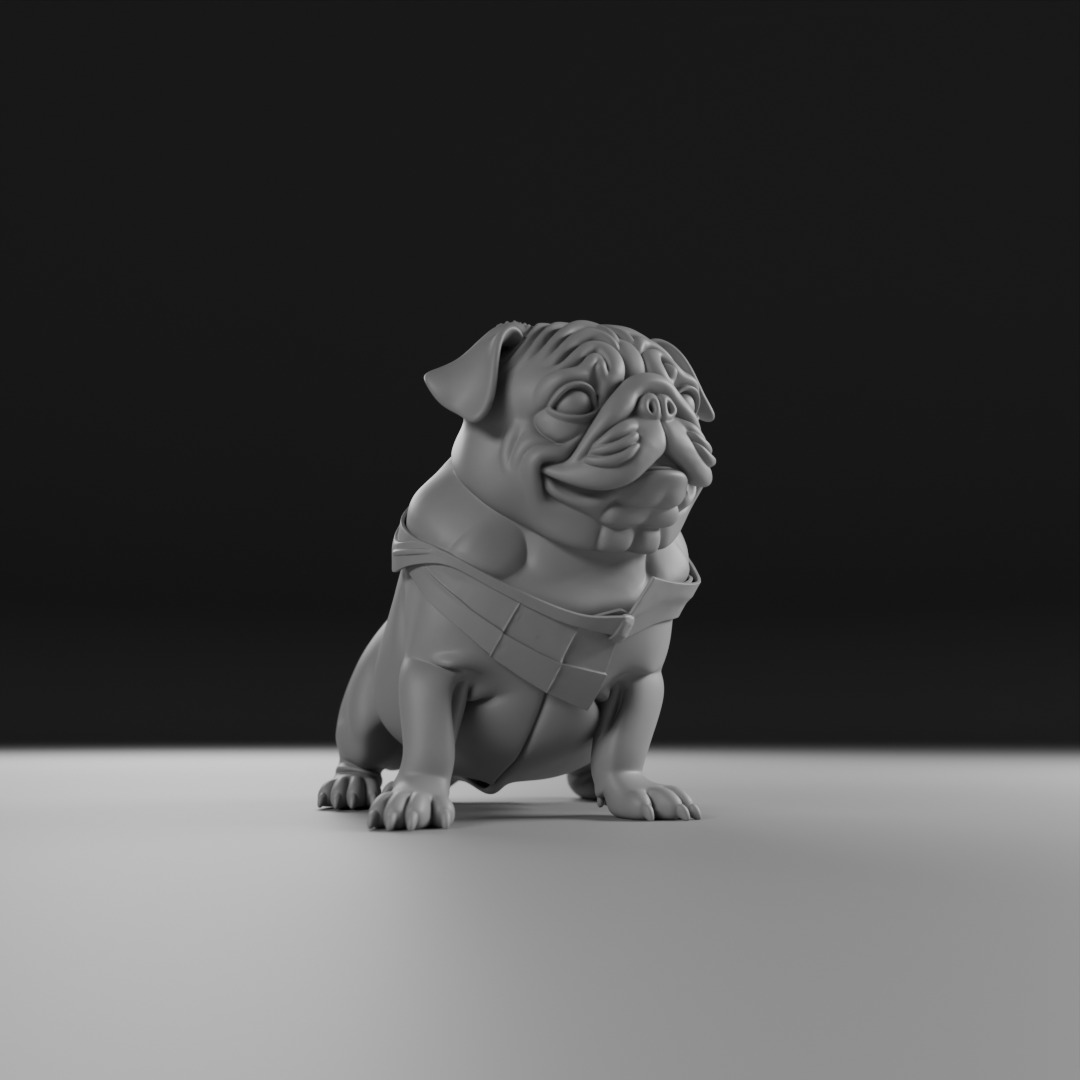 Pug dog 3D print model_9