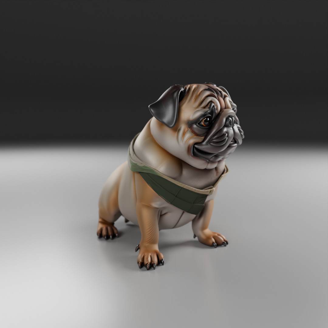 Pug dog 3D print model_12
