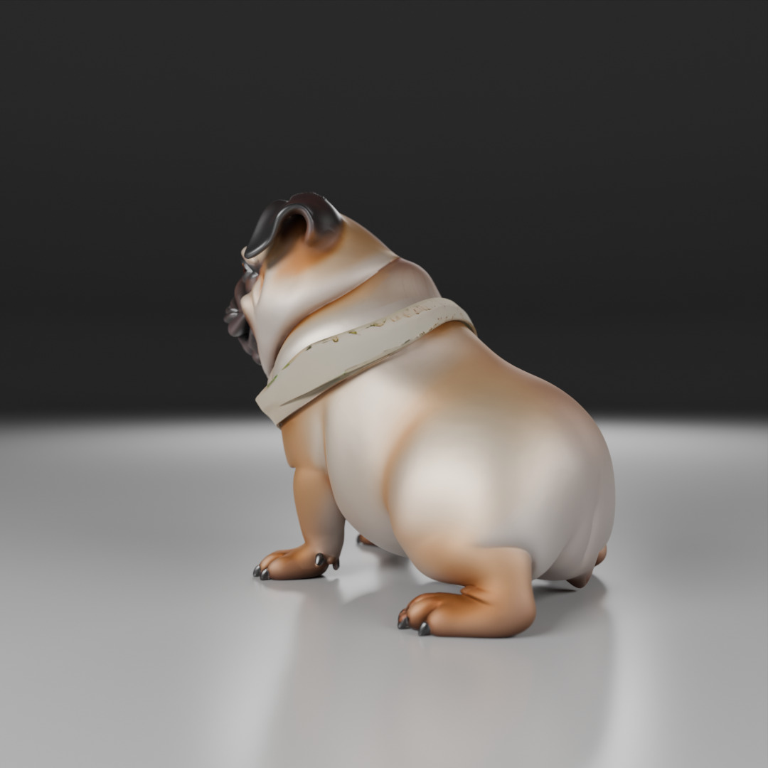 Pug dog 3D print model_14