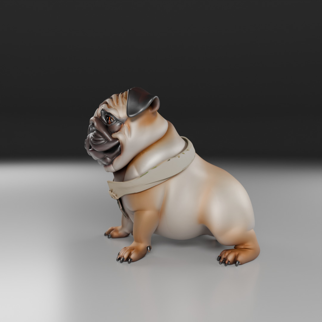 Pug dog 3D print model_16