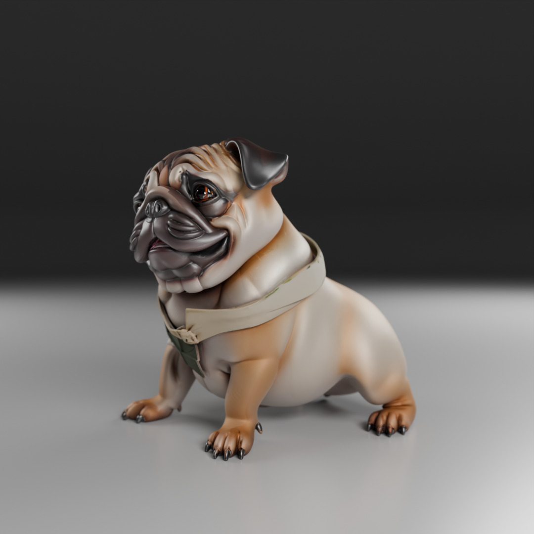 Pug dog 3D print model_13