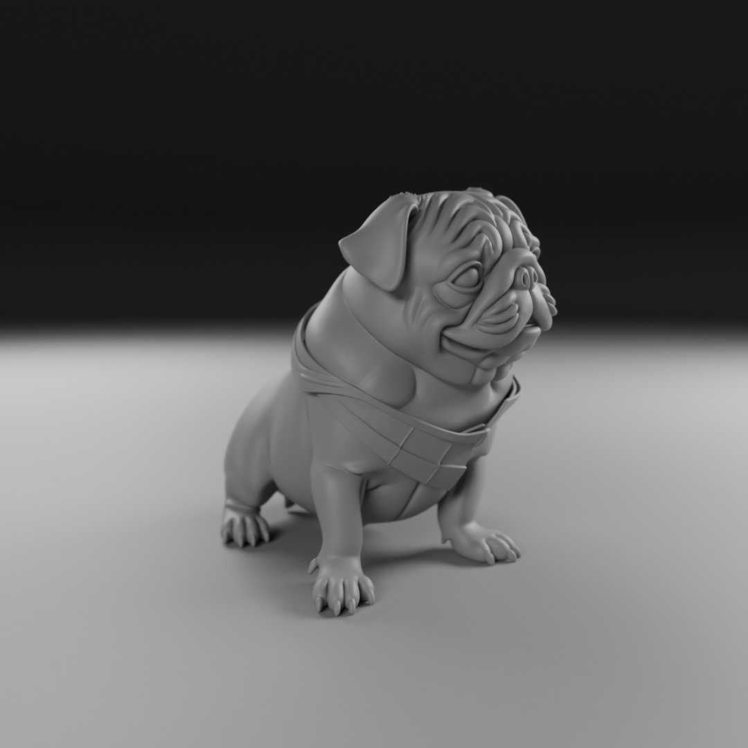 Pug dog 3D print model_2