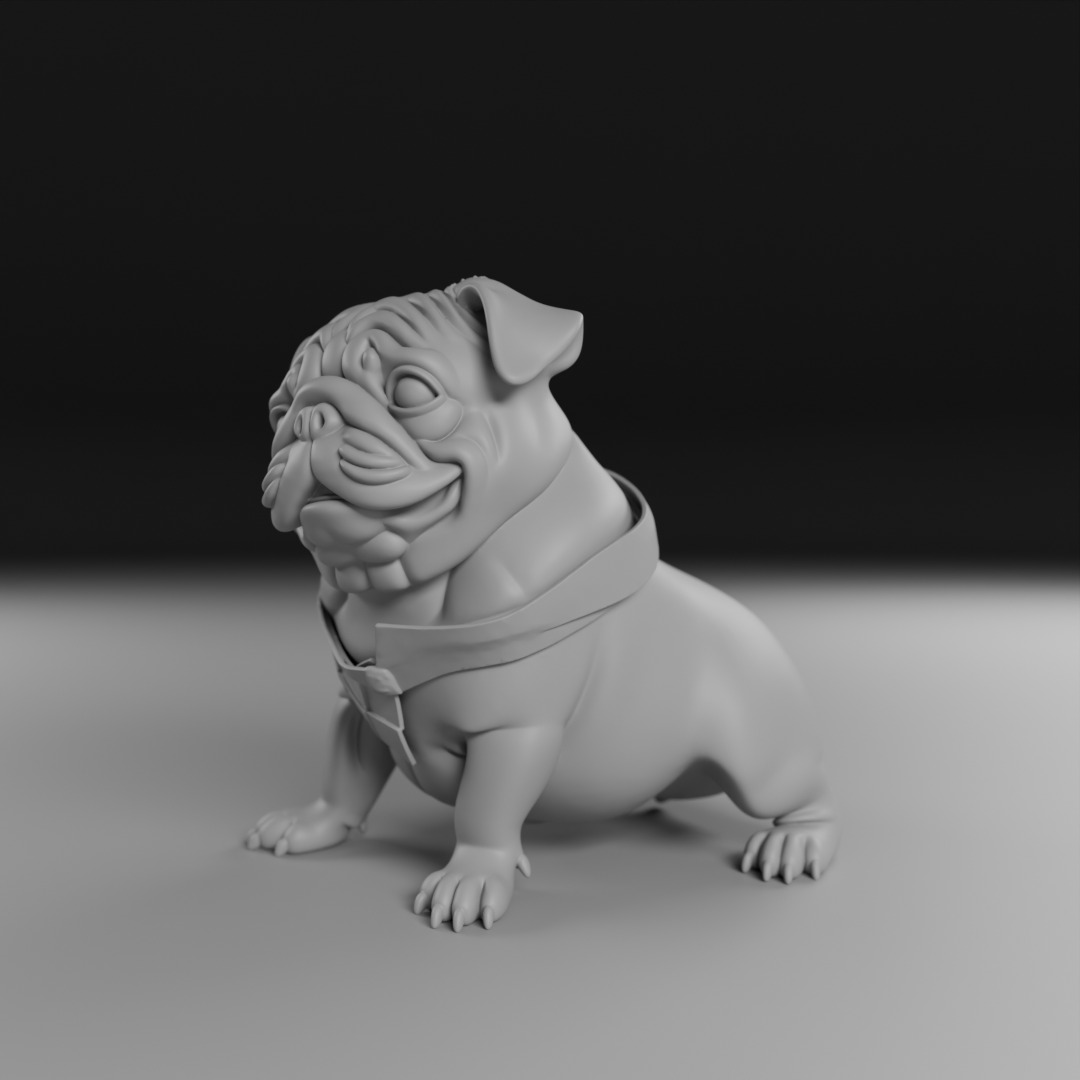 Pug dog 3D print model_7