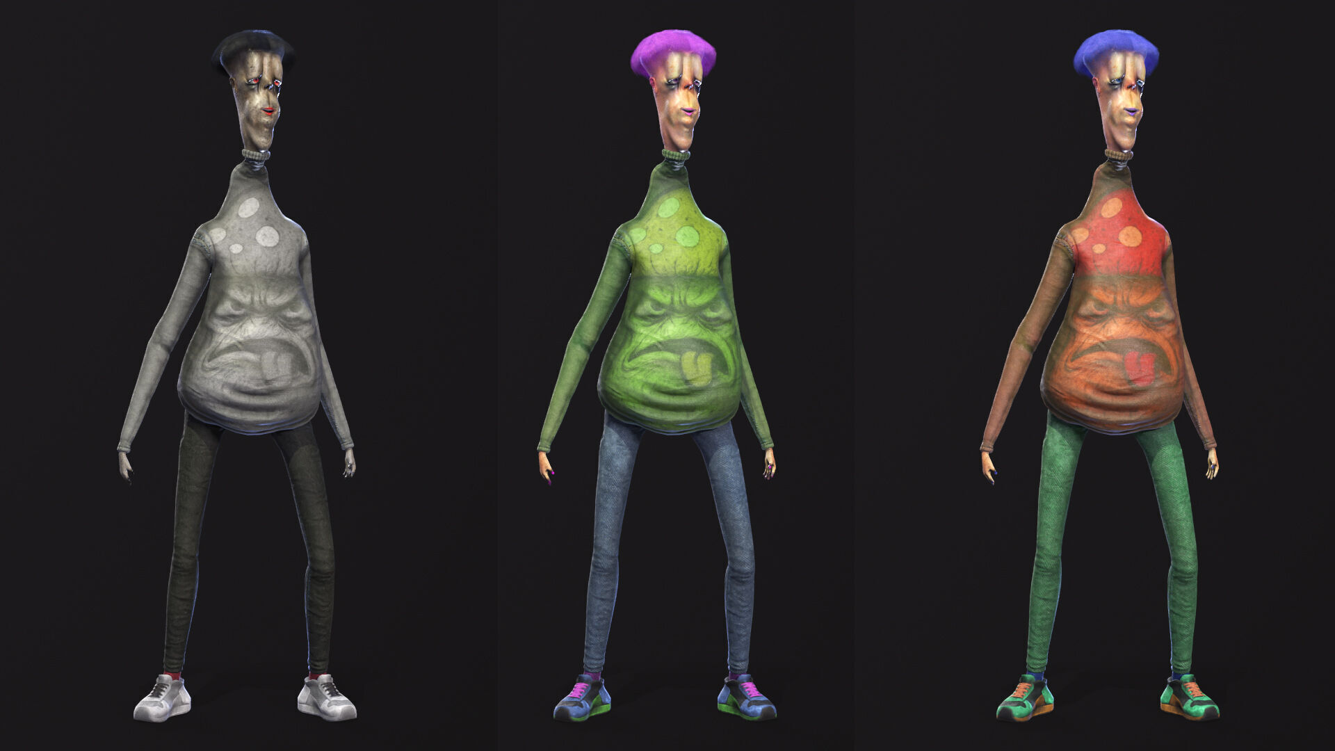 Cartoon-Style Human 1 Low-poly 3D model_16