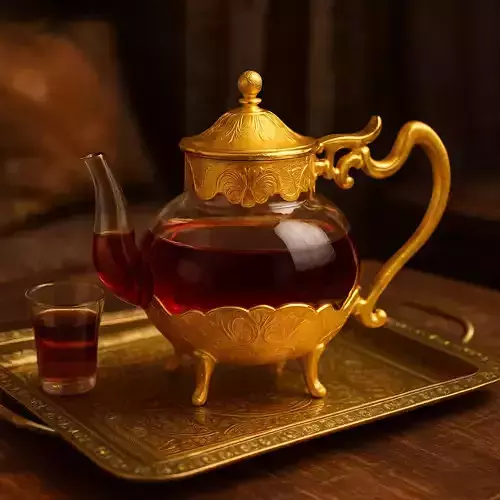 Arabian Royal Teapot Luxury Gold Glass Kettle 3D model