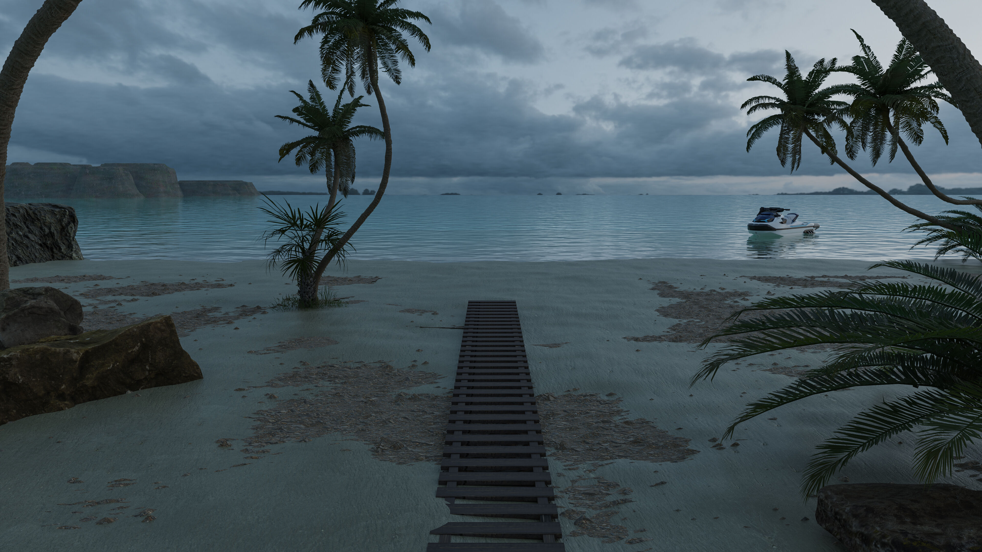 Realistic Beach Scene - 3D Artwork 3D model_4