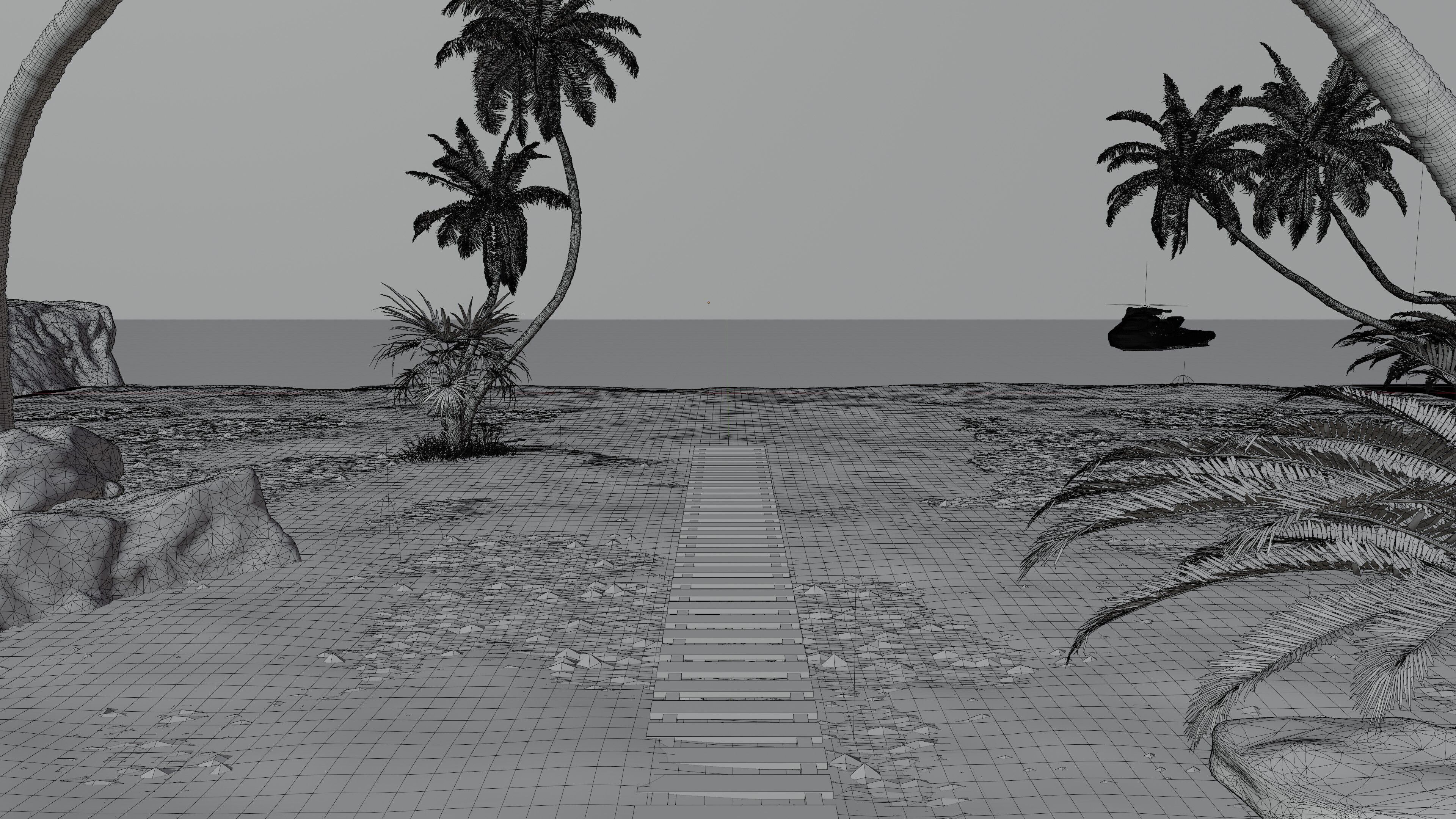 Realistic Beach Scene - 3D Artwork 3D model_3