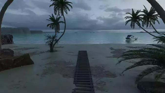 Realistic Beach Scene - 3D Artwork 3D model