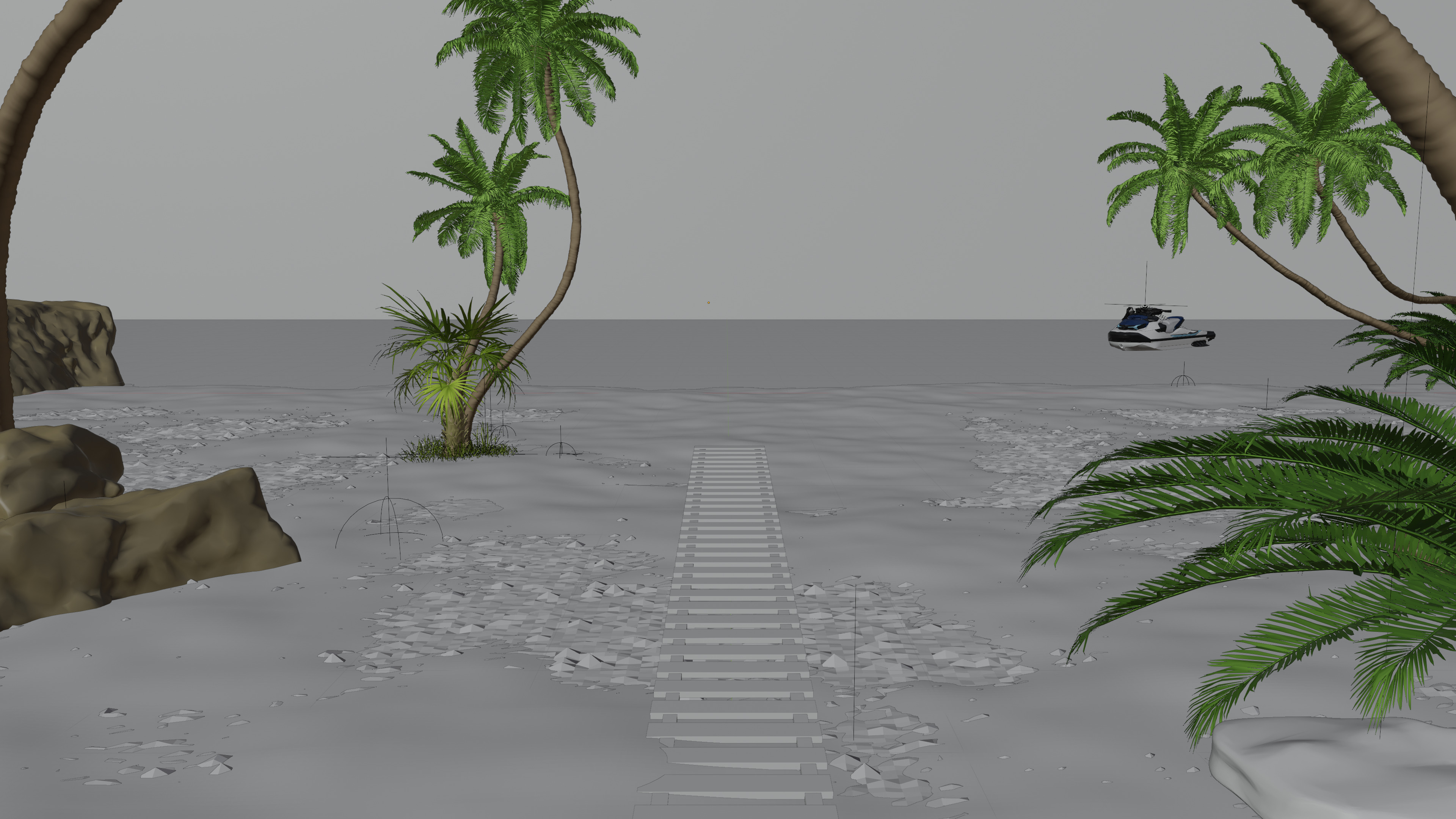 Realistic Beach Scene - 3D Artwork 3D model_1