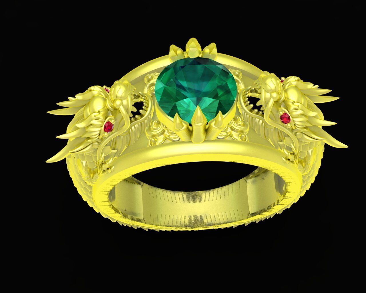47a  Asian Dragon Ring  3D print model_1