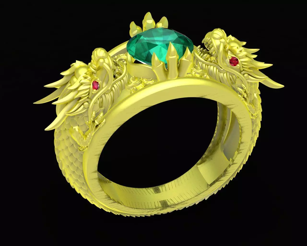 47a  Asian Dragon Ring  3D print model_0