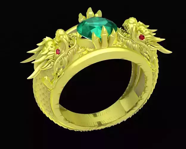 47a  Asian Dragon Ring  3D print model