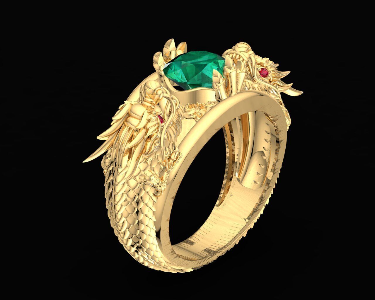 47a  Asian Dragon Ring  3D print model_4