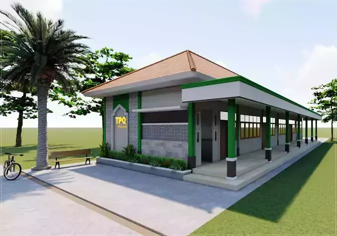 Islamic School Traditional Muslim Educational Building 3D Model